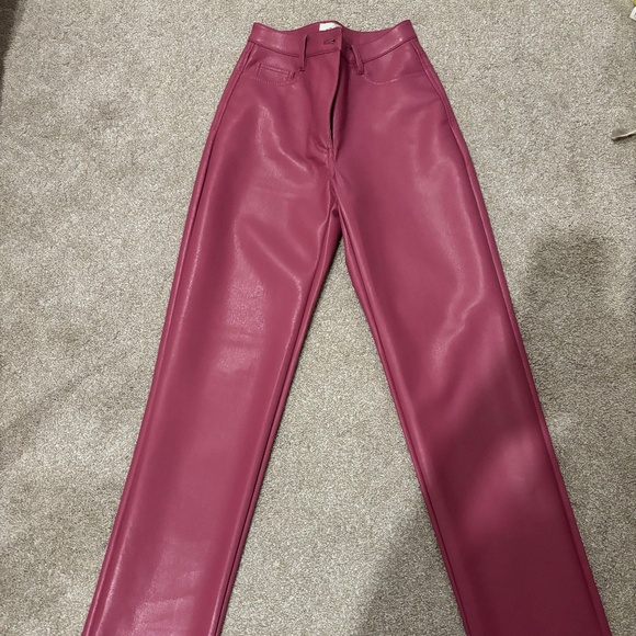 Aritzia Melina pink leather pants size 0 - Picture 1 of 3